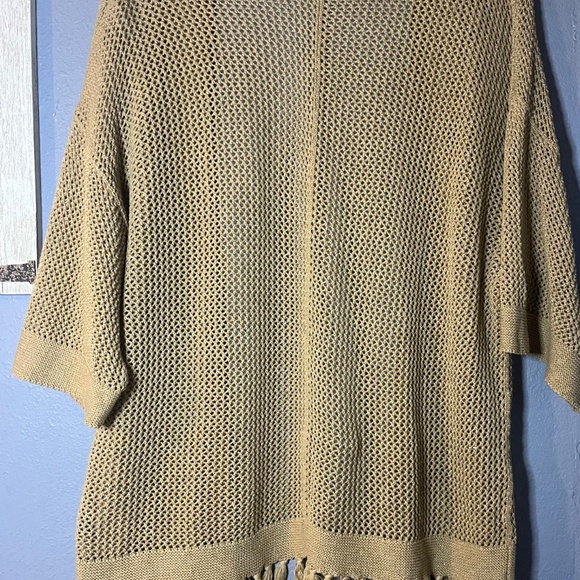 Ralph Lauren Jeans Co. LAL Long Open Fringe Cardigan Women’s XL Crochet Tan - Picture 7 of 8